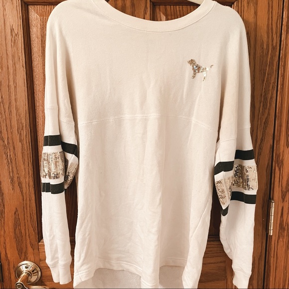 PINK Victoria’s Secret Varsity Ombré Bling Crew Size XS - Picture 2 of 13